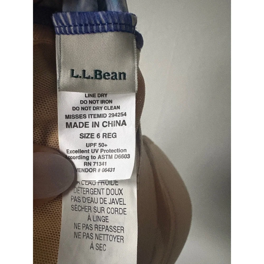 NEW‎ L.L.Bean Blue Geometric Sunblocking One Piece Swimsuit Size 6 REG